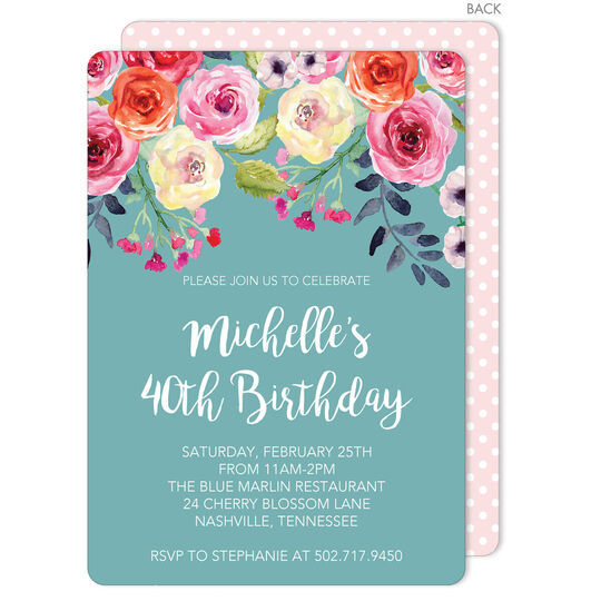 Blue Watercolor Roses Invitations